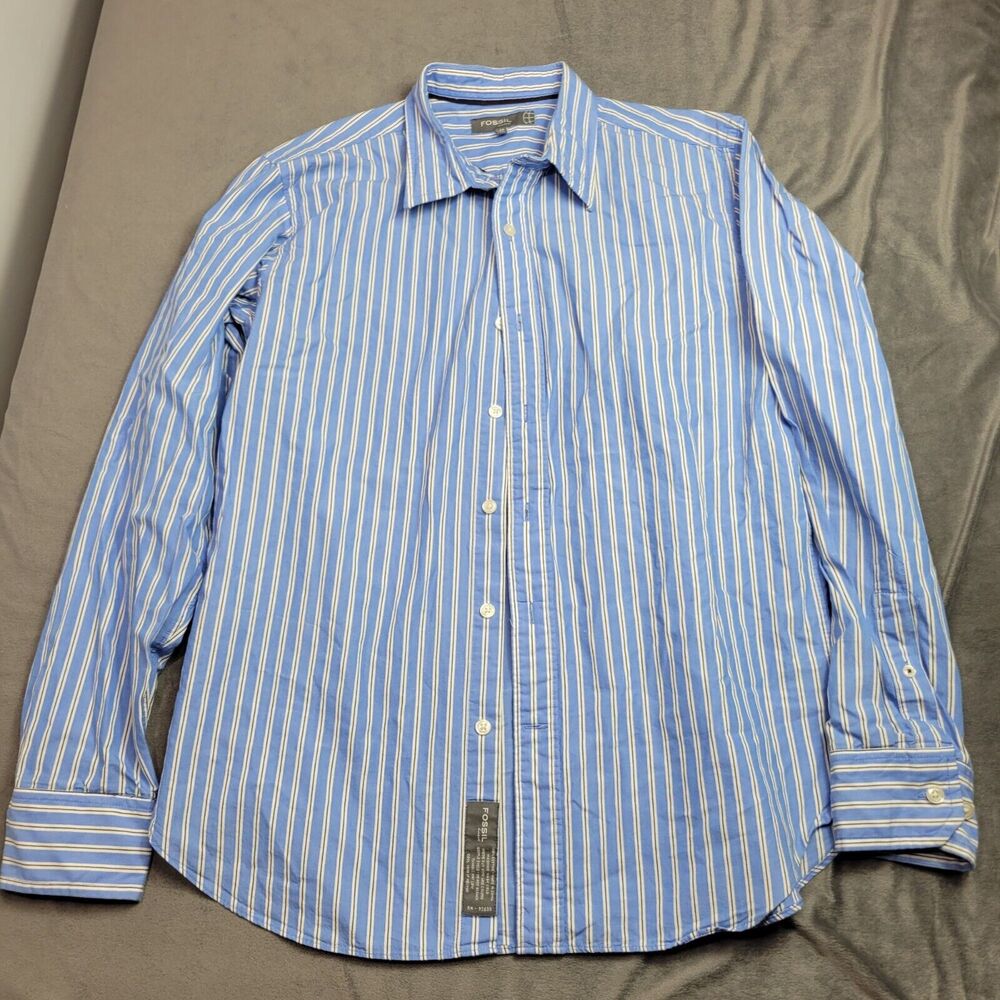 Fossil Mens Striped Long‎ Sleeve Button-Down Shirt